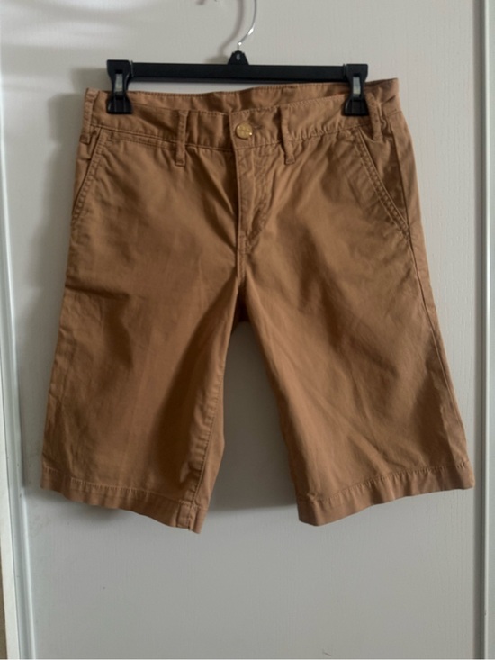 Tory Burch Pants - Tory Burch Khaki Tan Chino Bermuda Shorts Gold Logo Button Size 25